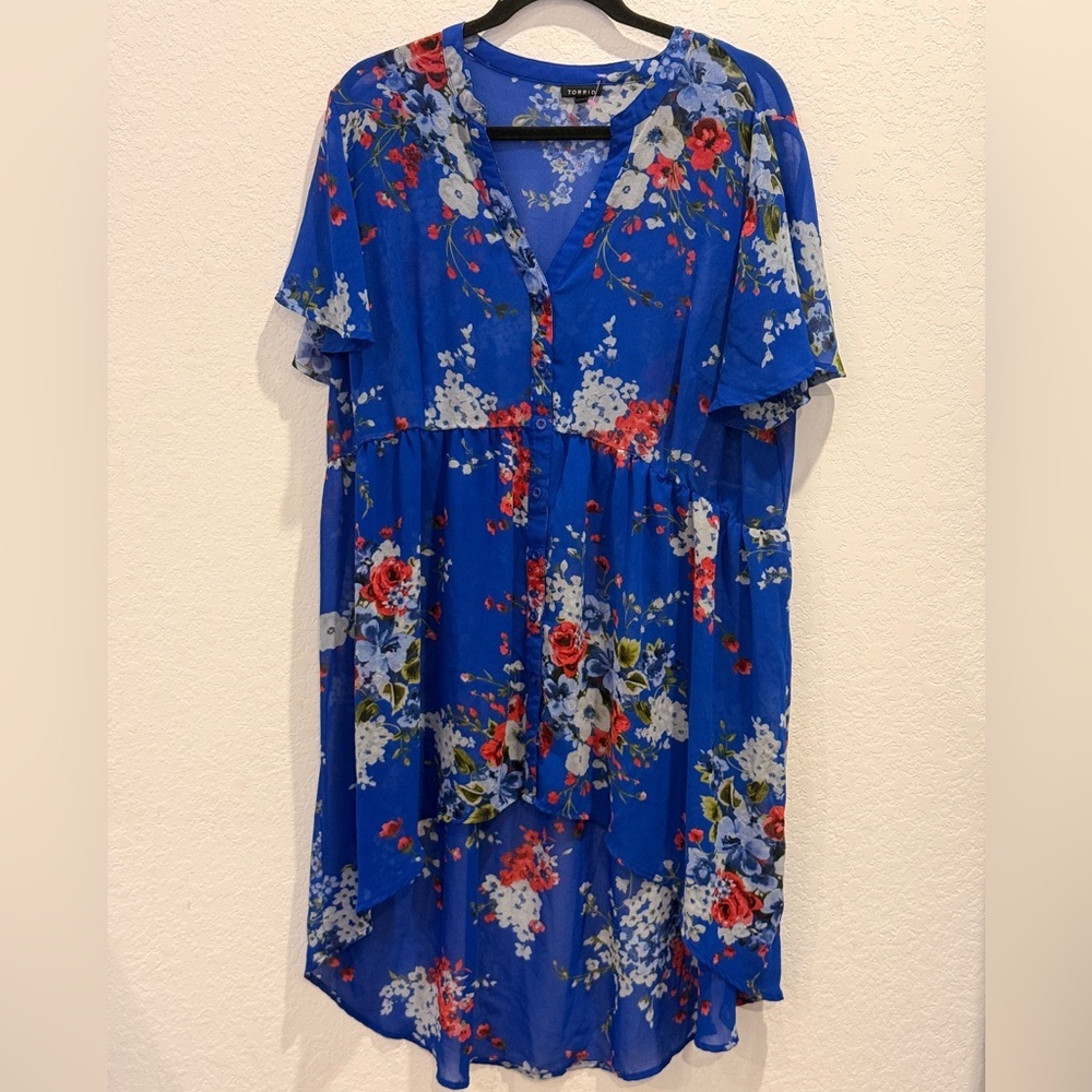 Torrid Blue Floral High Low Dress